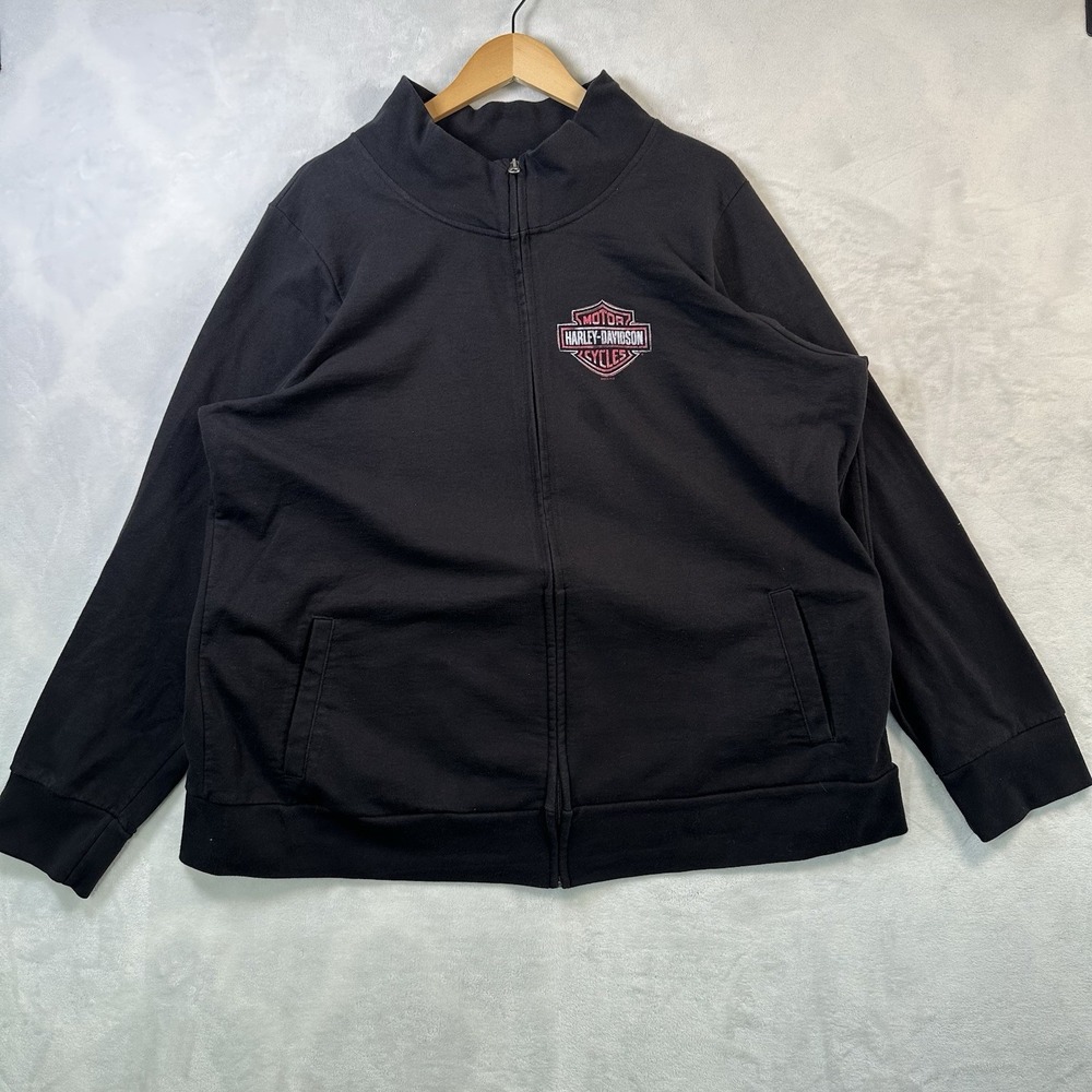 Harley-Davidson Athens OH Full Zip Jacket Sweatshirt Womens Size 2XL Black